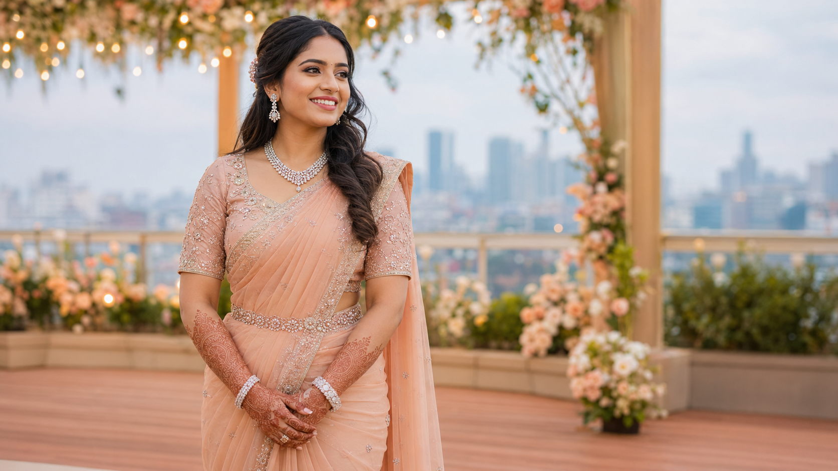 Engagement bride portrait by Trichy makeup artist